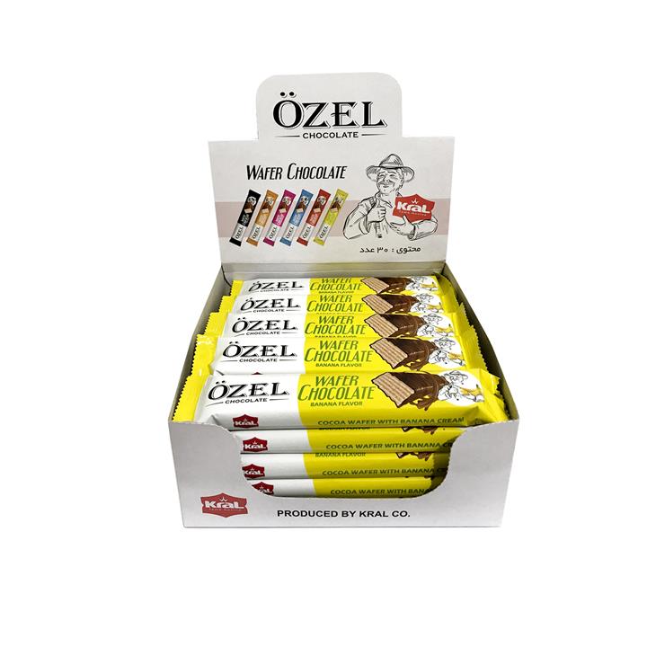 ویفر با روکش کاکائویی کرال طعم موزی بسته 30 عددی